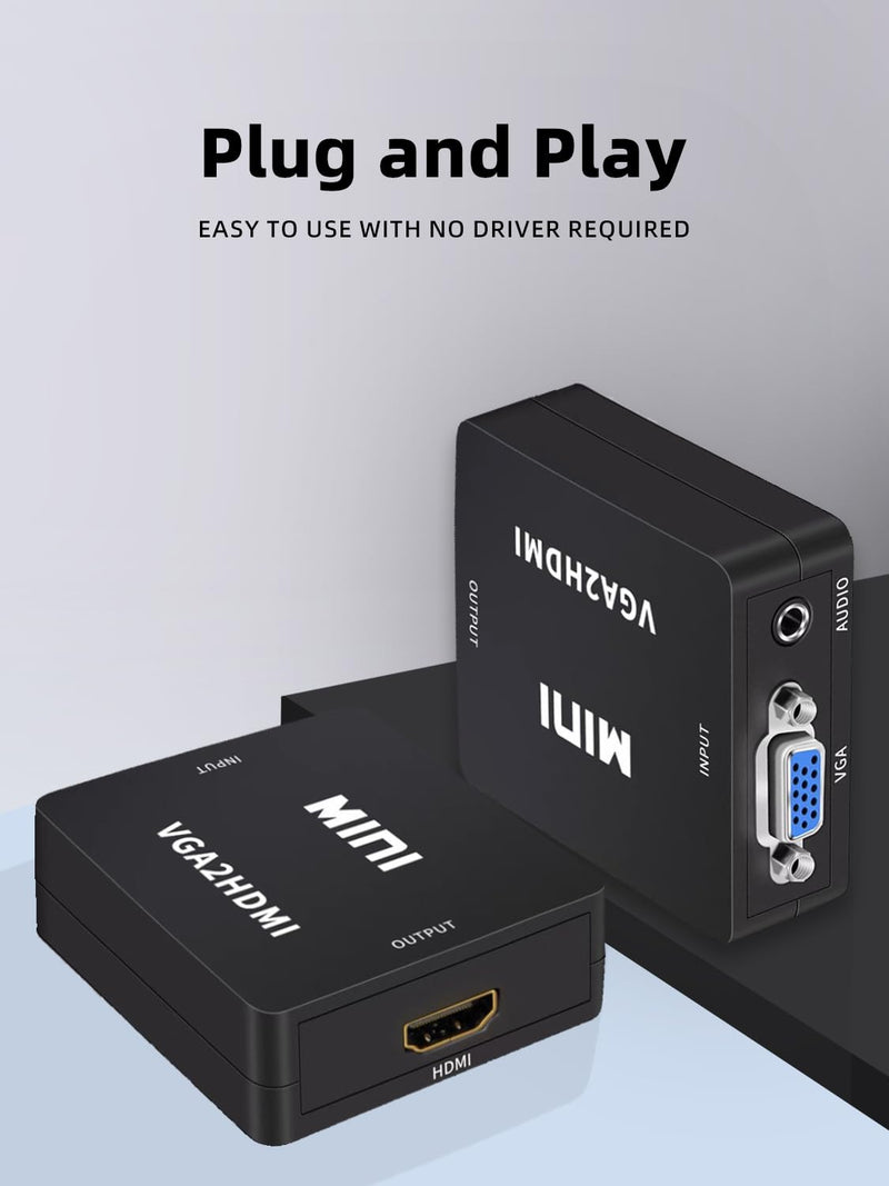 [AUSTRALIA] - VGA to HDMI Adapter with Audio, VGA to HDMI Converter, for VGA Computer/Laptop to HDMI Monitor/TV(Not Bidirectional) 