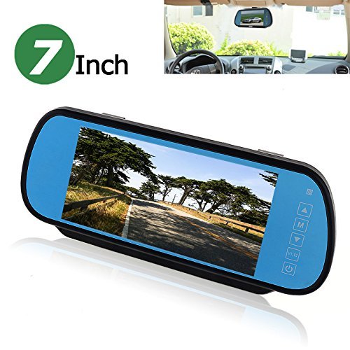 BW 7 Inch 16:9 TFT LCD Widescreen Car Monitor Car Rear View Mirror with Touch Button, HD 800(W)x 480(H) Resolution, Two Ways of Video input
