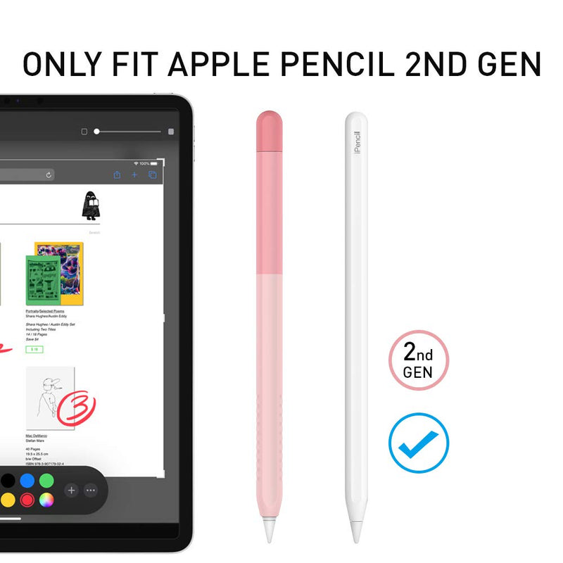 Delidigi Pencil Case Compatible with Apple Pencil 2nd Generation Case, Gradient Color Case Sleeve Silicone Cover Accessories for Apple Pencil 2nd Gen Pink