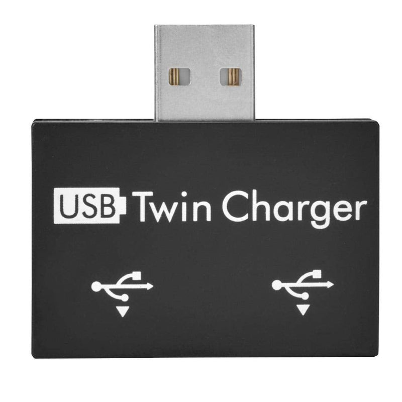 Mini Hub USB2.0 Male to 2-Port USB Twin Charger Splitter Adapter Converter Kit for Mobile Phone/ Laptop (Black) Black
