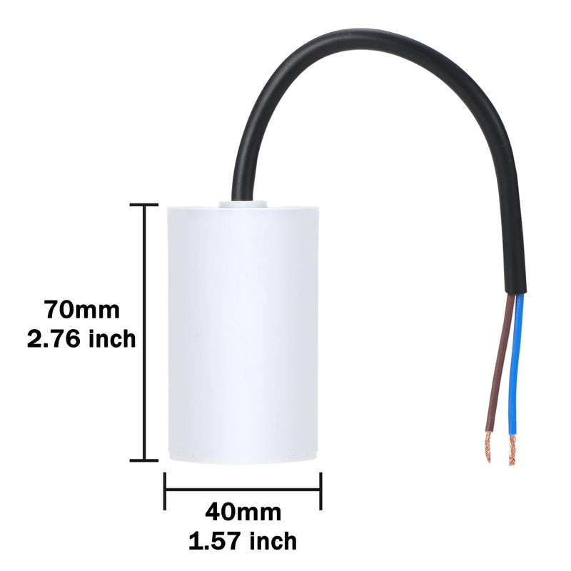 CBB60 Capacitor 12.5uF 450V AC Run Capacitors 450VAC 12.5 µF 12.5MFD SH Start Motor Capacitor 50/60Hz ±5% 40x70MM with Wire for Air Compressor