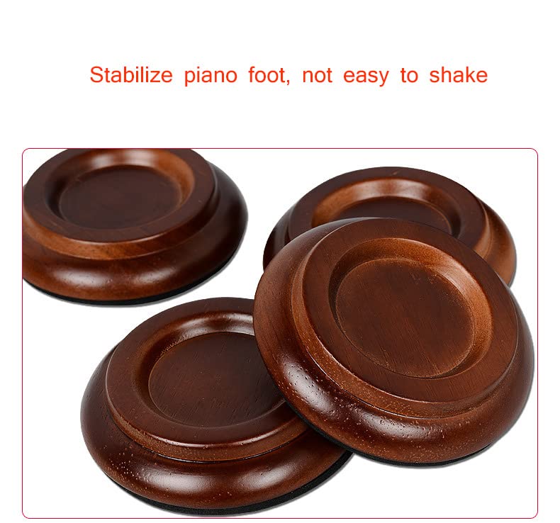 Piano Caster Cups for Upright Piano Wooden Piano Caster Piano Leg Floor Protectors with Non-Slip & Anti-Noise Foam Hardwood Floor Protectors Dark Brown 4 Pack for Upright Piano Leg