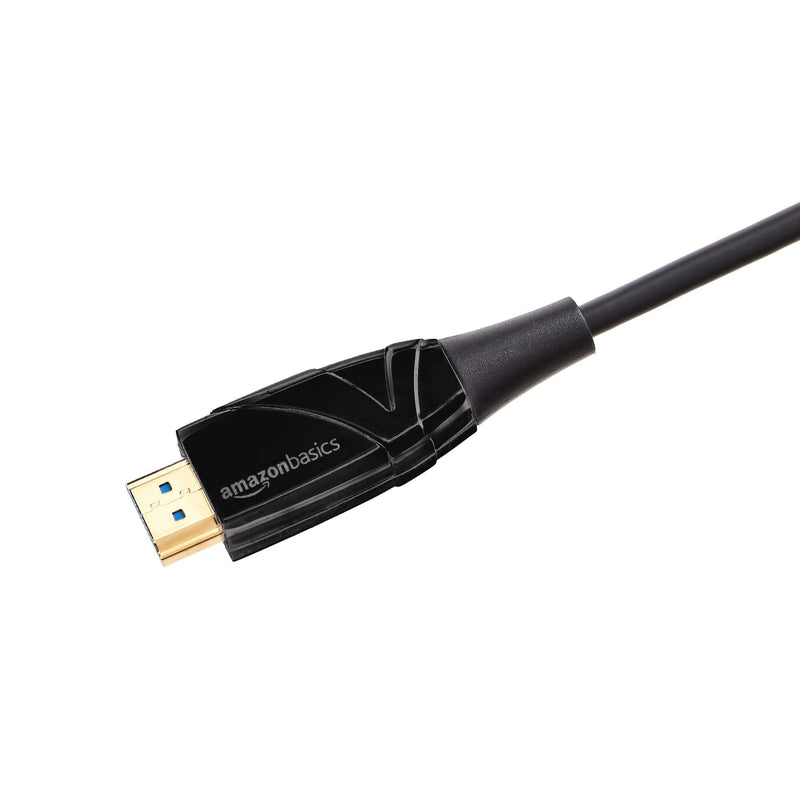 Amazon Basics HDMI Fiber Optic Cable with Gold Plated Connectors, 18Gbps High-Speed, 4K@60Hz, 2160p, 48-Bit Color, Ethernet Ready, 50 feet, Black