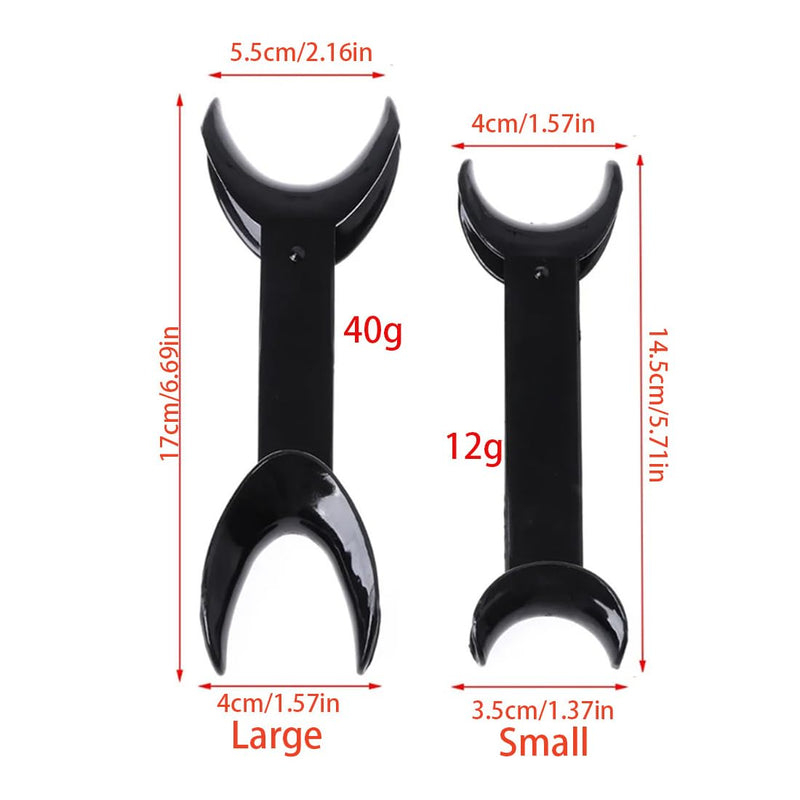 TISCH 4 Pieces Autoclavable Double Head Mouth Opener, Dental T Shape Lip Cheek Holder for Teeth Whitening for Dentist, Oral Care, Party, Mouth Guard, Pronouncing (Black/Two Sizes)