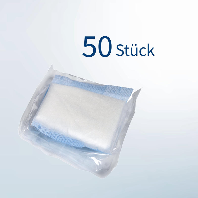 ABENA Absorbent Dressings 10 x 10 cm, Pack of 50, White, Sterile, Highly Absorbent Dressings, Absorbent Pad, Absorbent Pad, Latex Free, with Water-Repellent Backing