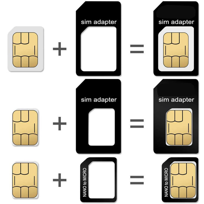 1 Pack SIM Card Holders with Tray Opener Pins, Card Storage Tool Set for Standard Micro Nano Micro-SD Memory Cards, with 3 Card Adapters and 1 Eject Pins - Black