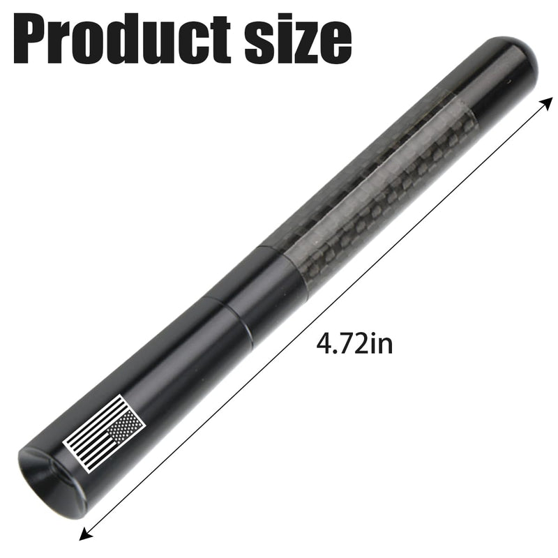[AUSTRALIA] - BESULEN Car Short Antenna, 4.7 Inch Carbon Fiber American Flag Aluminum Auto Radio Antenna for AM/FM Reception, Universal Replacement Car Antenna with 9 Adapters, 2 Screws, 2 Rubber Rings Black 