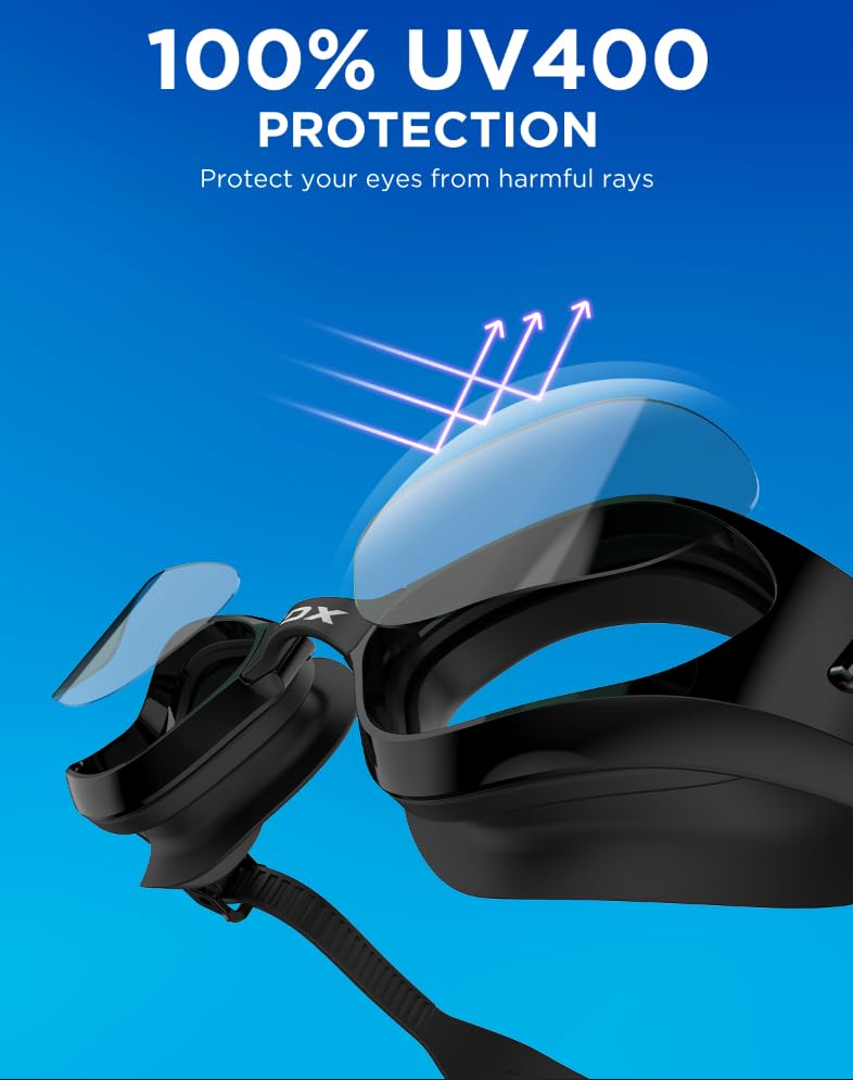 [AUSTRALIA] - XDX Swim Goggles with Swim Cap Anti-Fog Pool Goggles with Detachable Lenses Swimming Goggles Cap Set for Youth Men Women A3(smoke Gray+swim Cap) 
