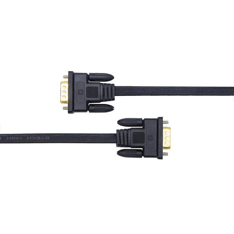 DTech 10m Ultra Thin Flat Computer Monitor VGA Cable Long 32 Feet Male to Male 15 Pin Connector Standard SVGA Wire Black 32ft