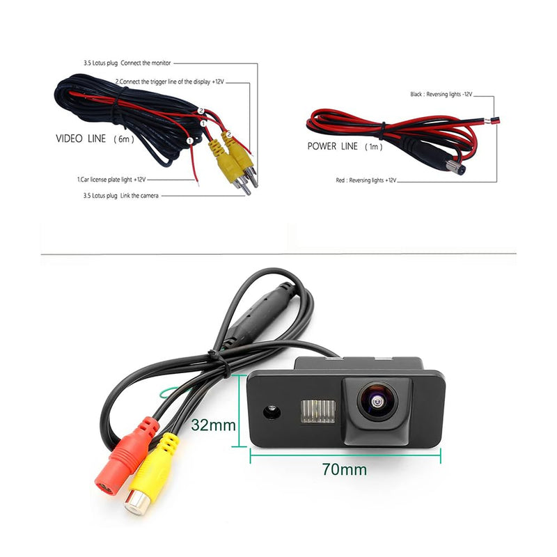AHD/CVBS Car Rear View Camera's Fisheye Lens License Plate Lamp-Camera with RCA Cable & Vehicle Camera for Audi A3 A4 S4 RS4 A6 C6 S6 RS6 A8 S8 Q7/Q7 DTI & Backup Camera (CVBS-AHD) AHD