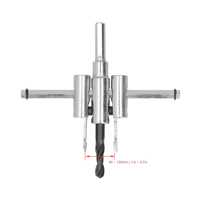 Munefe Adjustable Circular Hole Cutter, Sheet Metal Hole Cutter, Beam Cutter for Circular Saws for Wood, Plastic, Acrylic, Plasterboard, Ventilated Concrete, etc. (40-120 mm) 40-120 mm