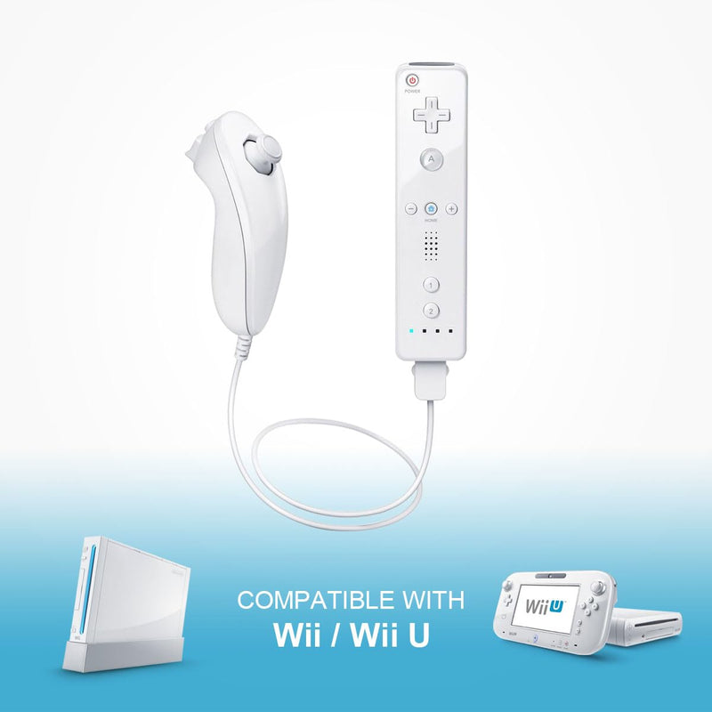 Wii Remote with Nunchuck, Compatible with Nintendo Wii/Wii U, Wii Controller with Nunchuck, with Silicone Case and Wrist Strap