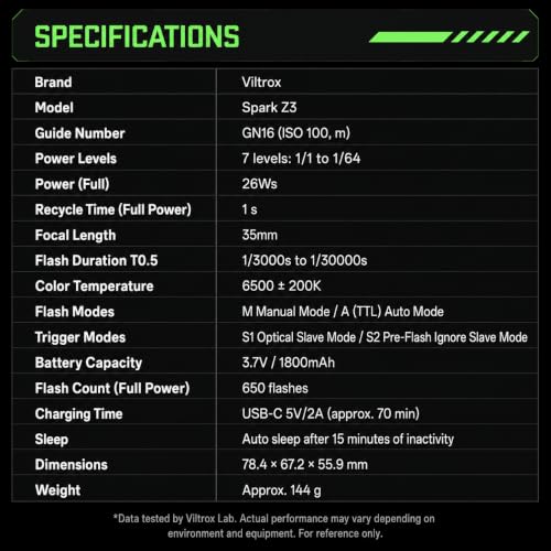 VILTROX Spark Z3 TTL Camera Flash for Fujifilm US-Z3-F