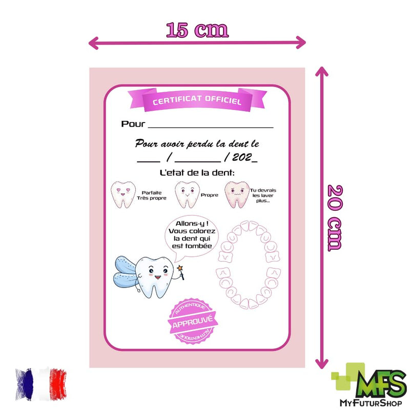 [AUSTRALIA] - Myfuturshop® Magic Tooth Fairy Door, Box for Teeth, Ladder and 4 Tooth Certificates, French Version, Unique Gift for Boys and Girls, Wake Up the Magic (Pink) Pink 