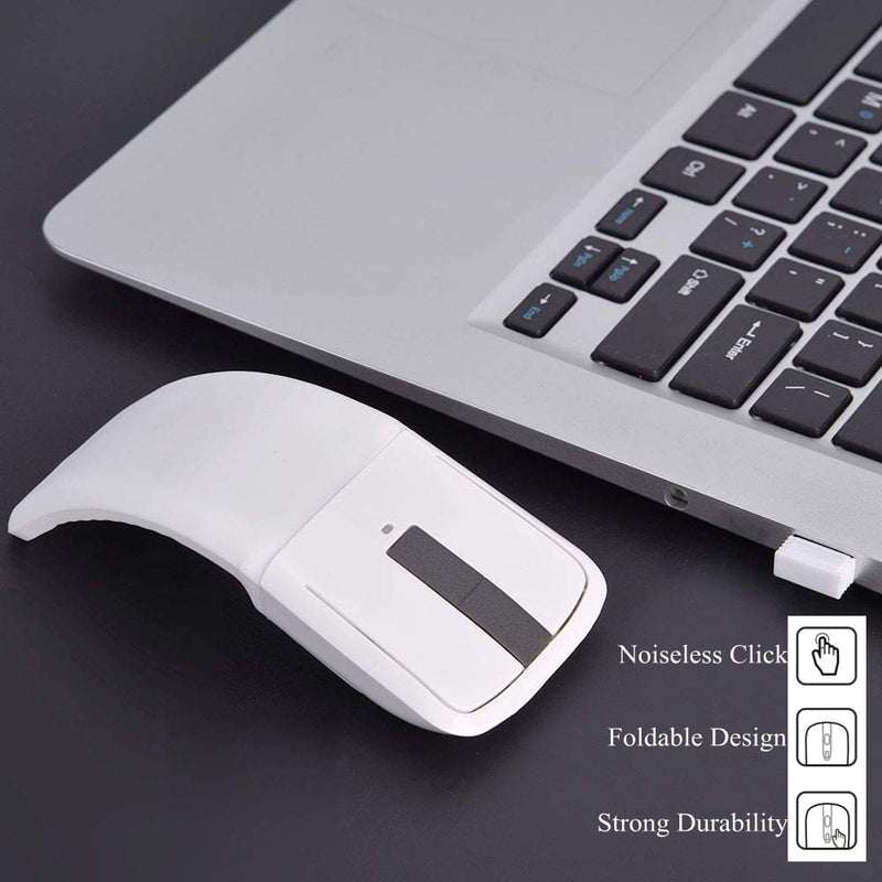 143 Wireless Mouse Folding Mouse Touch Mouse USB Mouse for Microsoft Mouse, Photoelectricity + Touch Scroll, Arc Mouse Mice with USB Receiver for PC/Laptop/MacBook/Smart TV(White)