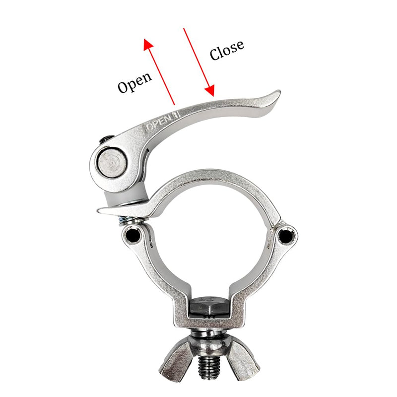 2inch Quick Release Stage Light Clamp Aluminum Alloy 220lbs For Pipe OD 1.89-2inch / 48-51mm Truss Pipe Clamp 2Pack Silver