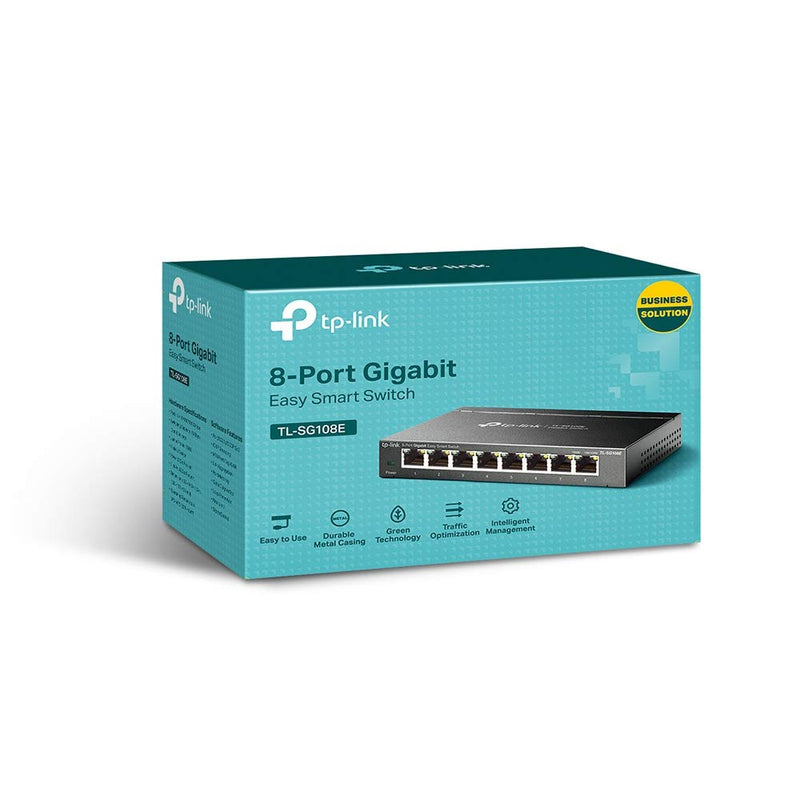 TP-Link 8 Port Gigabit Switch | Easy Smart Managed | Plug & Play | Desktop/Wall-Mount | Sturdy Metal w/ Shielded Ports | Support QoS, Vlan, IGMP and LAG (TL-SG108E) | Plug & Play, Desktop/Wall Mount, Sturdy Metal w/Shielded Ports, Support QoS, VLAN, IG...