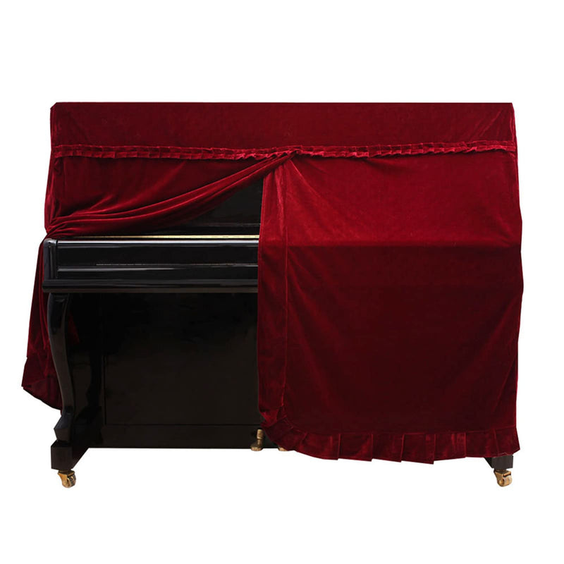 Piano Cover,Portable Foldable Pleuche Upright Full Piano Dust Cover Instruments Accessory (Red)