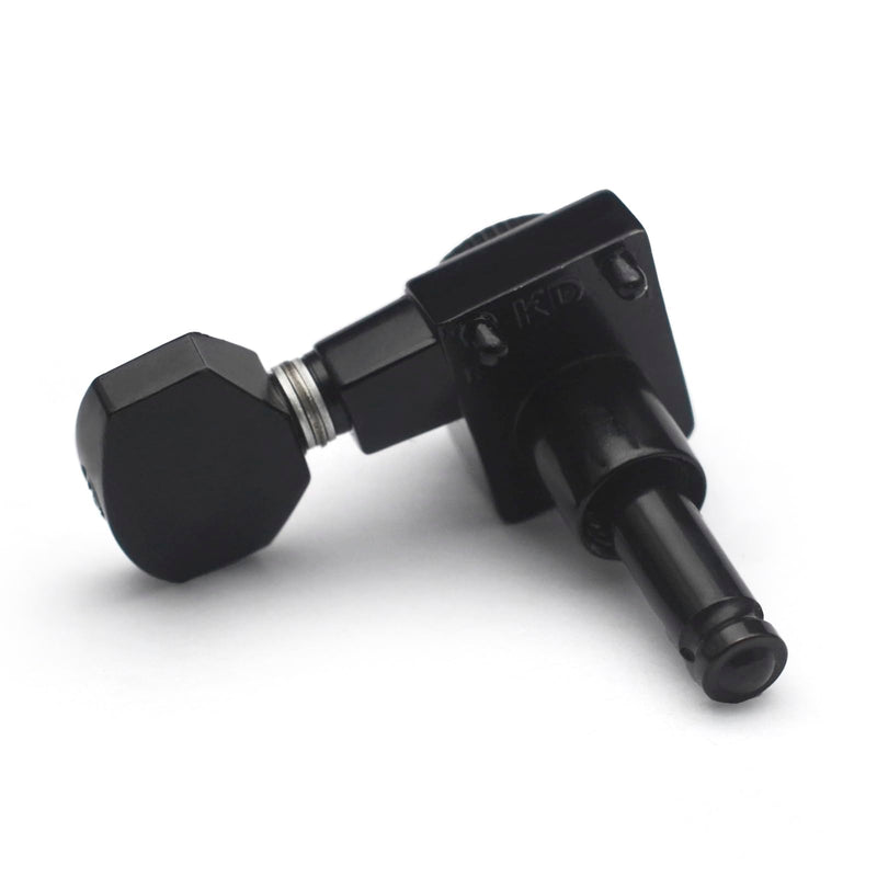 SAPHUE 6 In-line Guitar Locking Tuners Screw-Free 1:18 Locking Tuning Key Pegs Tuners Screw Less for Folk Classical Acoustic Electric Guitar (Black) Black