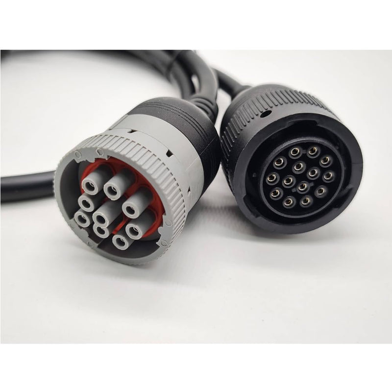 DB15 Female to Cat 9-Pin Male and 14-Pin Female J1939 Y Cable Truck Diagnostic Tool 70CM