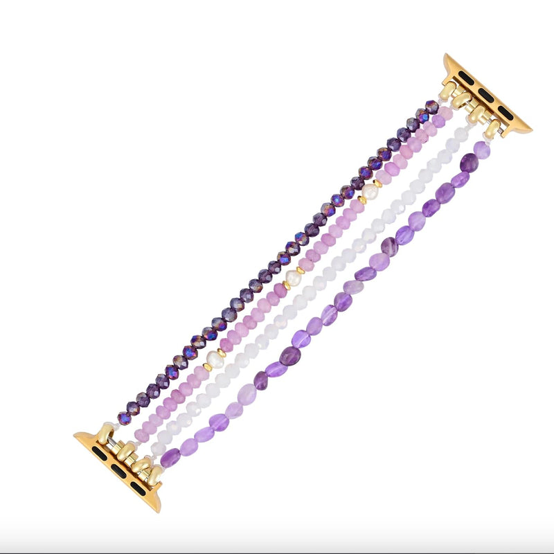 Cape Diablo Smart Watch Band for Women - Handmade Gemstone Strap - Compatible with 38mm-45mm Apple Faces Large - Fits 6.0 - 6.5 inch wrists Mystic Amethyst