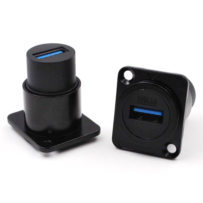 10PCS USB 3.0 Panel Mount Female to Female Connector | IP67 USB Pass Through Adapter for Audio Video Data Transfer/Charging with Weatherproof Dust Cap 10PCS