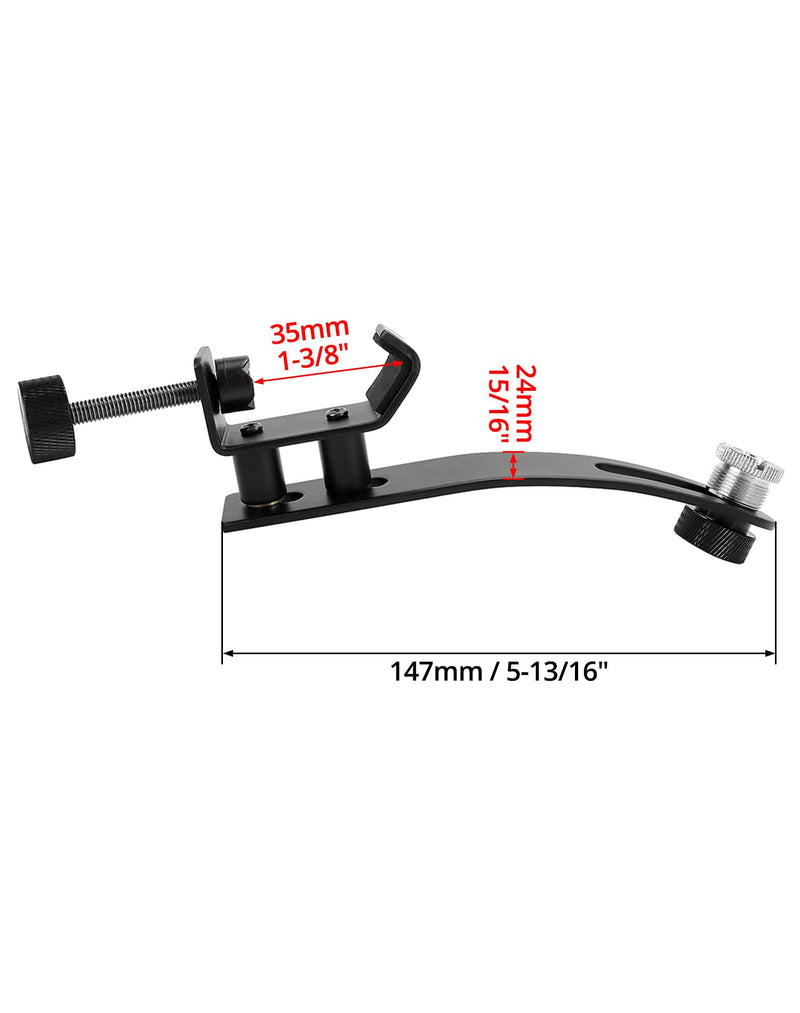 [AUSTRALIA] - QWORK Drum Microphone Shockproof Clip, 3 Pcs Metal Mic Set Clamp, Adjustable C-Clamp Rim Mount, for 3/8"-16 and 5/8"-27 threaded stands 