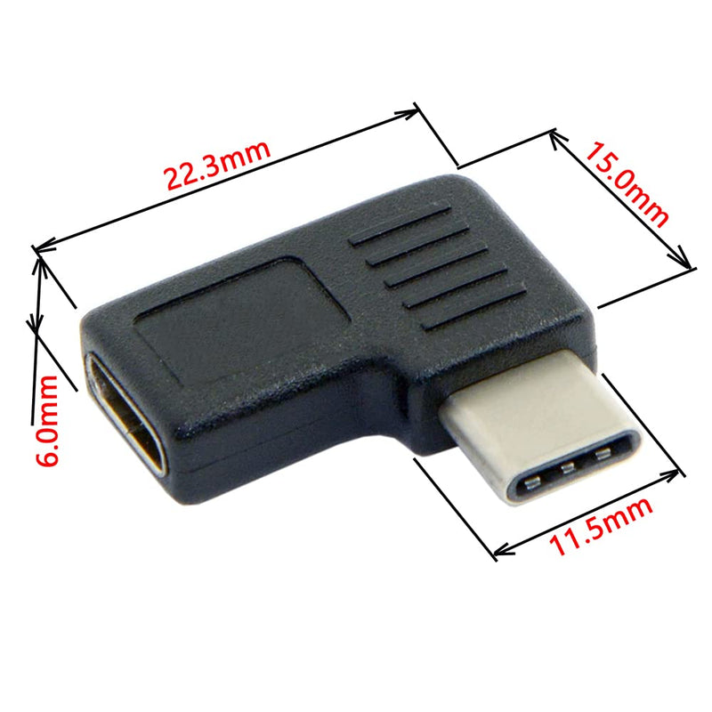 NFHK 90 Degree Right & Left Angled USB 3.1 Type-C Male to Female Extension Adapter for Laptop & Tablet & Mobile Phone