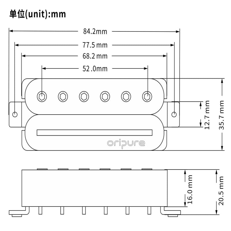 [AUSTRALIA] - Oripure Alnico 5 Guitar Humbucker Pickups Bridge Pickup Hot Dual Rail & Screw Poles 