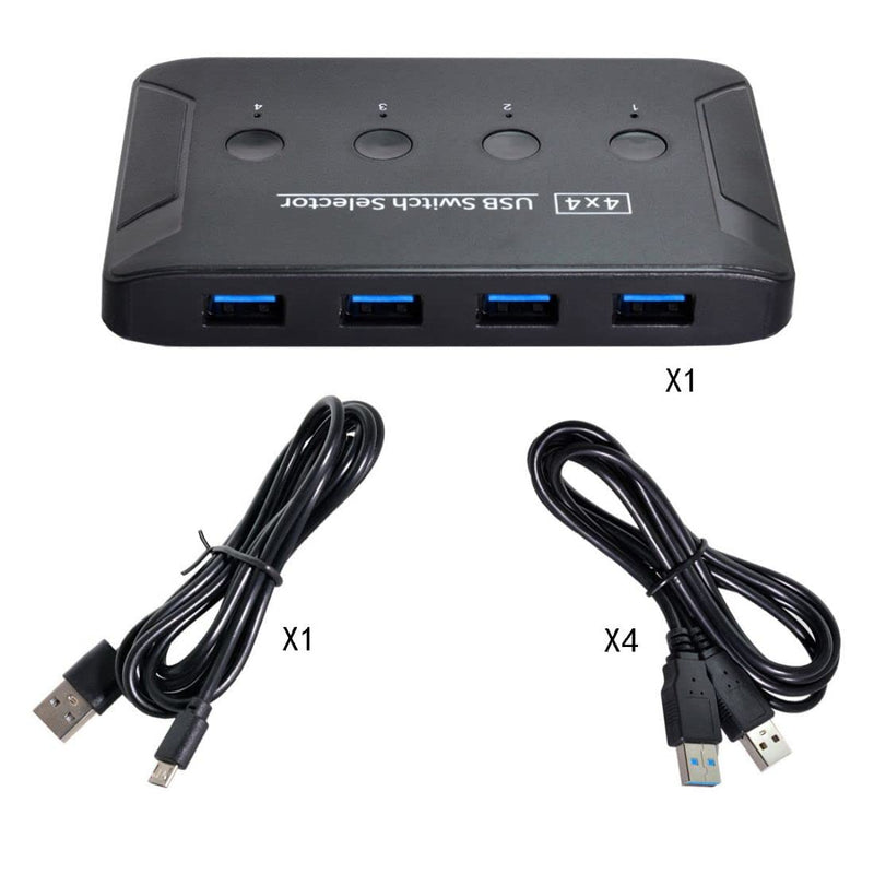 Chenyang USB 3.0 KVM Sharing Switch Selector 4 Computers Sharing 4 USB Devices for Keyboard Mouse Scanner Printer 4 to 4 USB 3.0