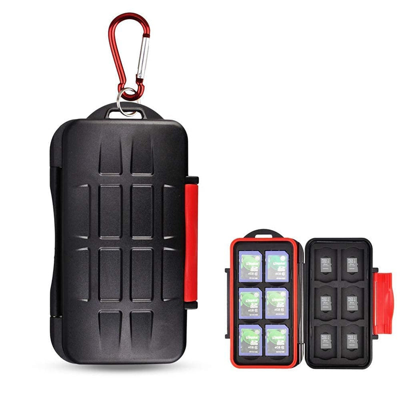 Water-Resistant Memory Card Case + 120 Count Card Labels: Camera Memory Card Holder with Memory Card Labels for 12 SD Cards & 12 Micro SD Cards