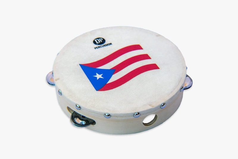 [AUSTRALIA] - DP Music Parranda Kit Percussion with Carrying Bag - Puerto Rico Flag 8 Inches Tambourine - Claves - Plastic Güiro & Maracas (Maracas Red) Maracas Red 