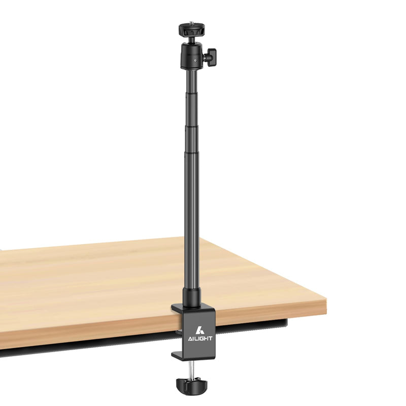 Ailight Camera Desk Mount Webcam Stand, Adjustable Table Camera Stand with 1/4" Screw & C Clamp Overhead Tripod Webcam Mount for Logitech Obsbot insta360 Anker and Others TS6001