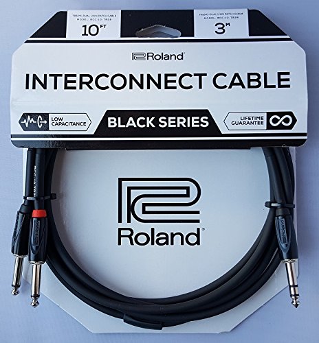 Roland Black Series 1/4-Inch TRS Male to Dual 1/4-Inch TS Male Insert/Splitter Cable - 10 Foot (RCC-10-TR28V2) 10 ft./3 m Single