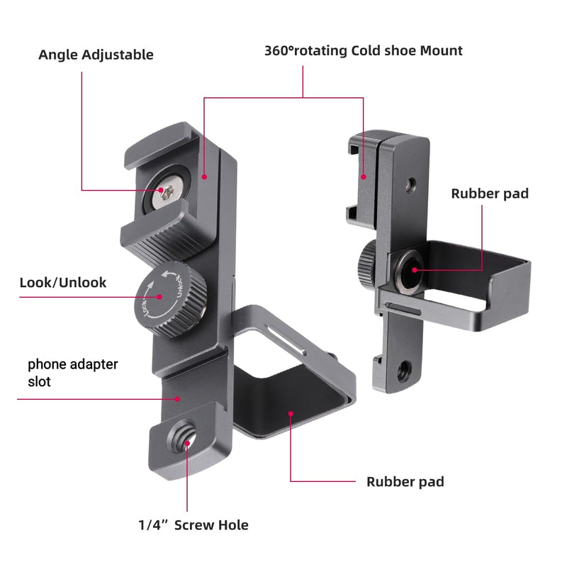 Expansion Rotate Cold Shoe Adapter for DJI Osmo Pocket 2 Handle Accessories Rotatable Cold Shoe,Extended Mount Bracket Strap Attached to Tripod DJI Osmo Pocket 2 Accessories