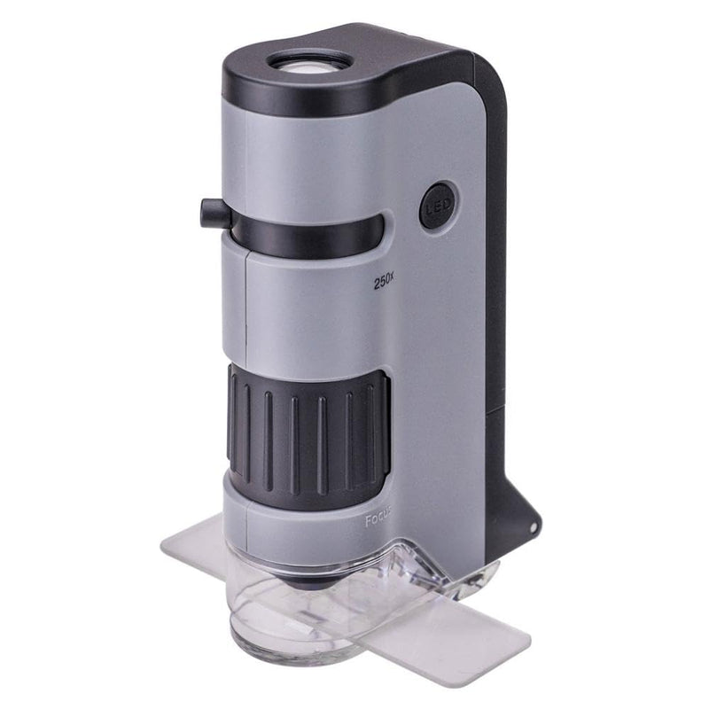 [AUSTRALIA] - Carson MicroFlip 100x-250x, LED UV Pocket Microscope with Smartphone Clip, STEM Education (MP-250) Single Pack 
