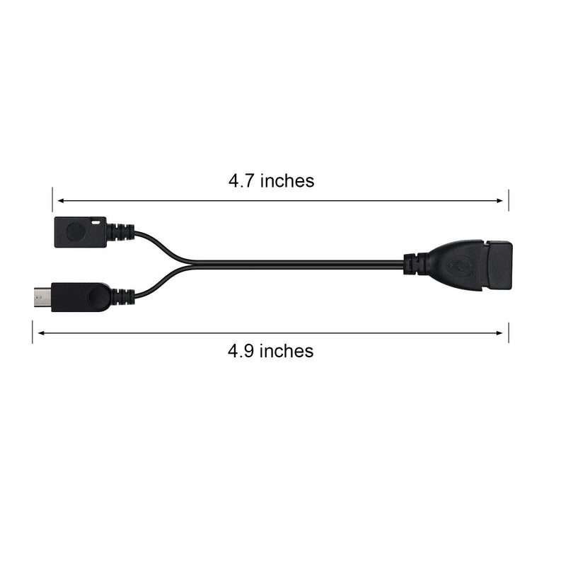 ZYF Micro USB to USB Port Adapter (OTG Cable + Power Cable) for Firestick, Streaming TV Sticks, Media Devices, Android Phone Tablet - 2 Pack