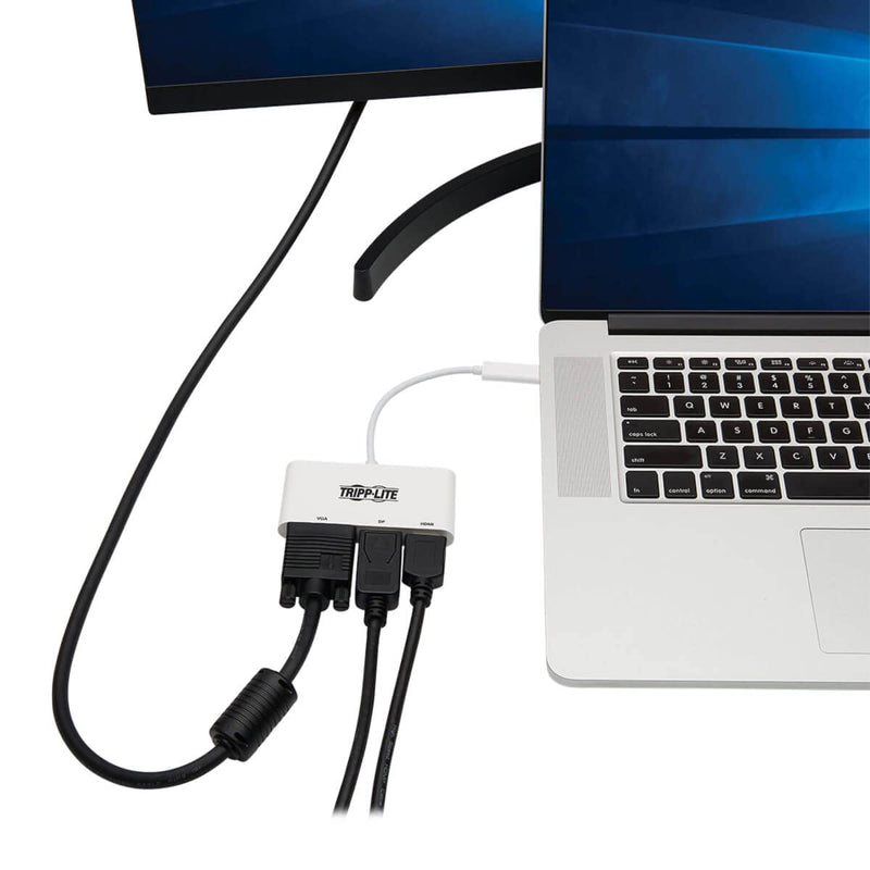 Tripp Lite USB C to HDMI/DisplayPort/VGA Adapter (M/F), USB 3.1 Gen 1, Thunderbolt 3 to HDMI/DisplayPort/VGA, 4K Adapter, White (U444-06N-HVDPW)