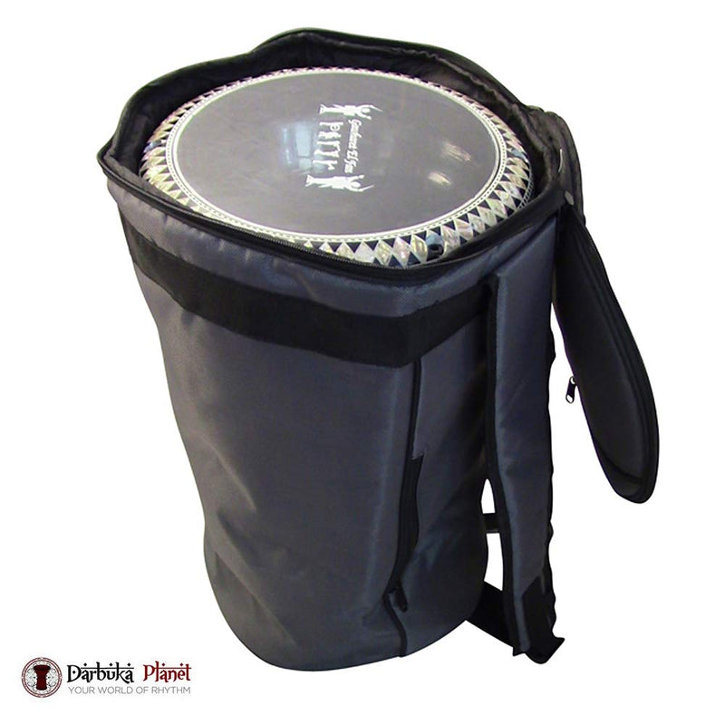Zaza Percussion - Large Colorful 18'' Darbuka Doumbek Premium Padded Nylon Fabric Gig-Bag (Gray) Gray