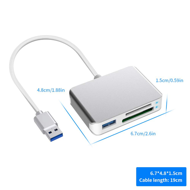 XQD/SD/Micro SD Card Reader, Memory Multi-Card Reader/Writer/Adapter with 2 USB3.0 Port, Support Sony G/M Series Lexar 2933x/1400x USB Mark XQD Card, SD/SDHC/TF Card for Windows/Linux/Mac OS/Vista