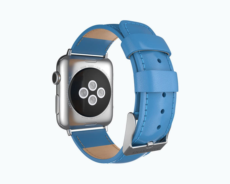 Snakehive Genuine Leather Strap Compatible With Apple Watch | Fits 38mm 40mm 41mm 42mm 44mm 45mm Ultra 49mm Series 1, 2, 3 4, 5, 6 7, 8, Watch SE and Ultra iWatch | Handmade for Women and Men Blue