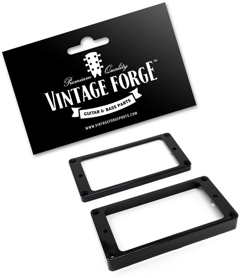 Black Flat Bottom Humbucker Pickup Mounting Ring Set (Bridge & Neck) compatible with Gibson Les Paul SG Guitars HR2020F-BLK Black