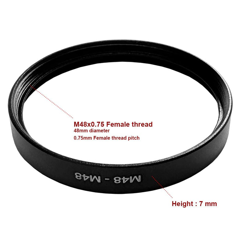 48-48mm 0.75mm Thread Pitch Female to Female Double Dual Inner Thread M48 and M48 mm Lens Ring Adapter
