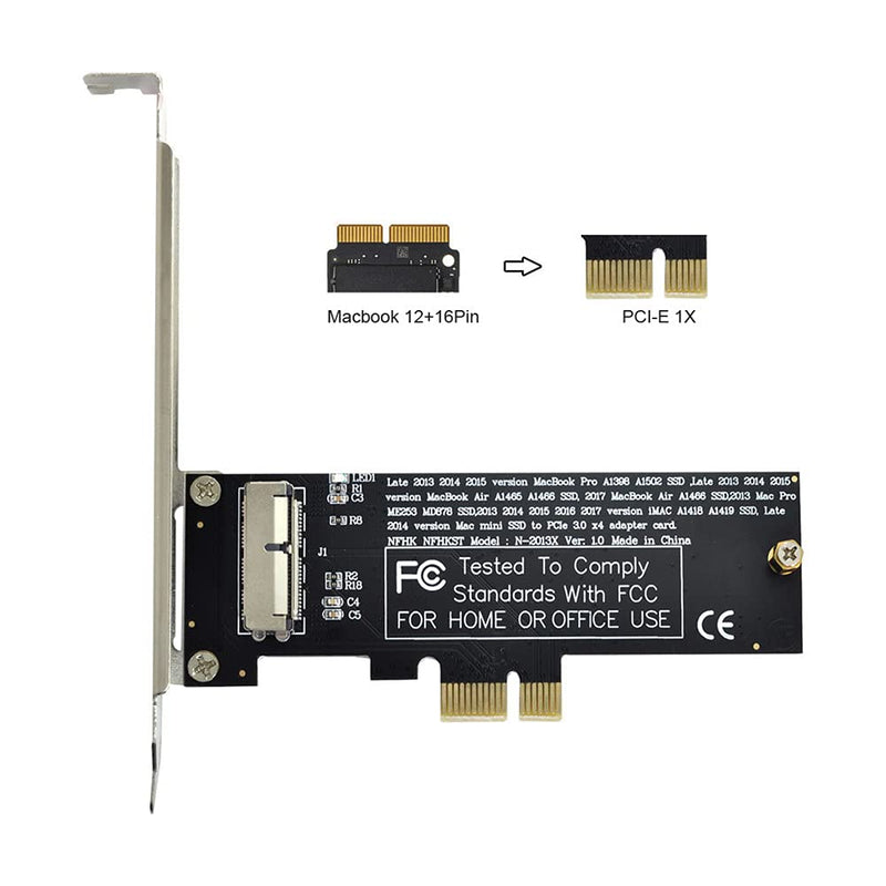 Xiwai PCI Express PCI-E 1X to 12+16Pin 2013-2017 Mac Pro Air SSD Convert Card for A1493 A1502 A1465 A1466