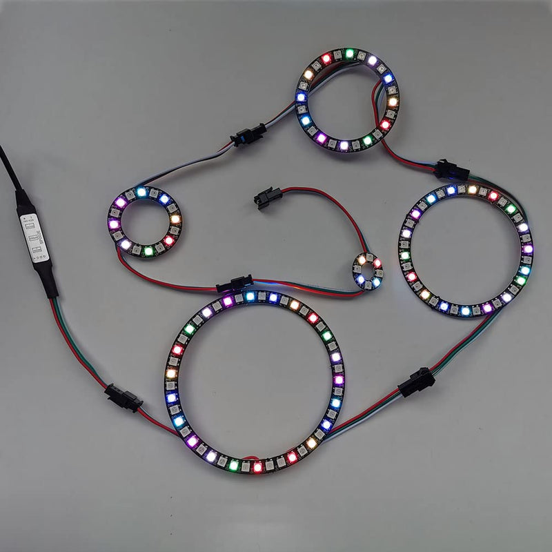 8 Bits WS2812 RGB LED Ring with SM2.54-3P Wire, DC5V WS2812B 5050 Full Color LED with Integrated Drivers Individually Addressable for Arduino Raspberry Pi ESP8266 Nodemcu (Pack of 2pcs)