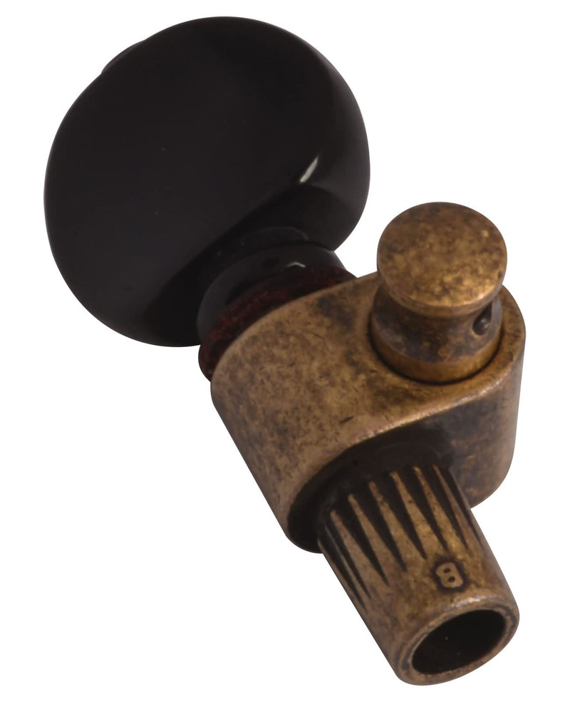 Golden Gate P-131RB Deluxe Geared Antique Banjo Tuner – Rustic Brass with Black Button – Single 5th Peg