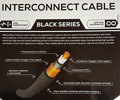 [AUSTRALIA] - Roland Black Series 1/4-Inch TRS Male to Dual RCA Insert/Splitter Cable - 5 Foot (RCC-5-TR2RV2) 5 ft./1.5m 