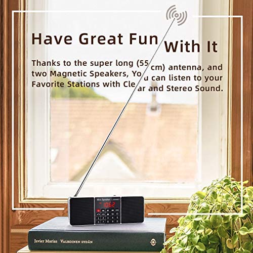 [AUSTRALIA] - PRUNUS J-288 Portable Radio AM FM Radio with Bluetooth Speaker, Sleep Timer, Power-Saving Display, Ultra-Long Antenna, AUX Input & USB Disk & TF Card MP3 Player, NO Manual Preset Black 