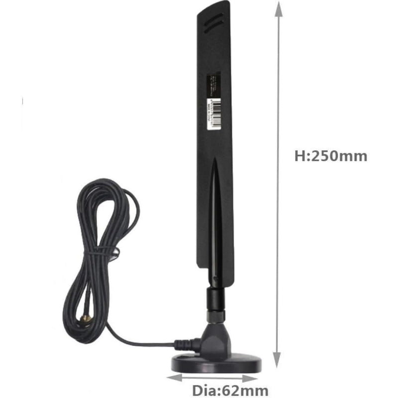 10dBi Dual Band WiFi Antenna 2.4GHz 5GHz RP-SMA WiFi Antennae with 6.5ft Extension Cable for PC Desktop Computer PCI PCIe WiFi Bluetooth Card Wireless Network Router 2.4GHz 5GHz antenna