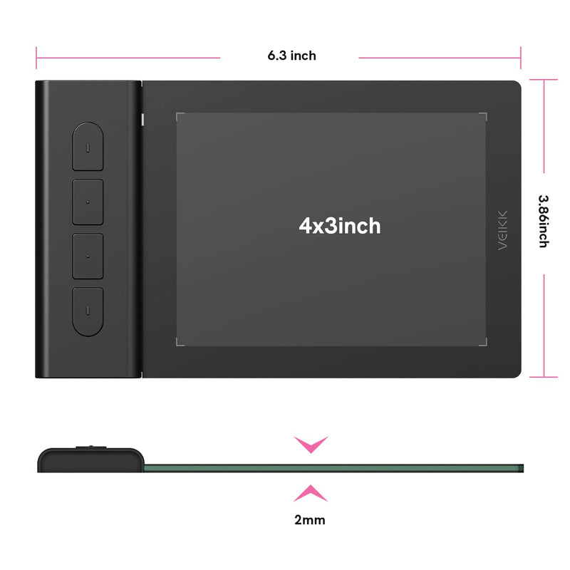 VEIKK Drawing Tablet OSU Tablet, Computer Graphics Tablets Art Tablet Portable VK430 4x3 inch, with 4 Shortcut Keys 8192 Levels Battery-Free Stylus Pen, Compatible with Mac/Window/Android Phone/Chrome